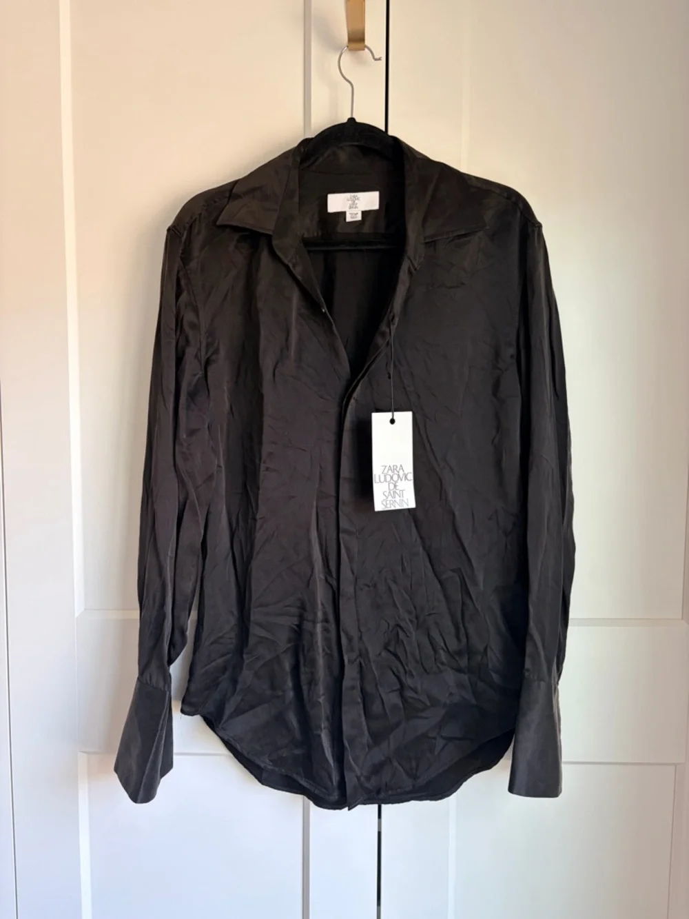 Zara Ludovic De Saint Sernin Black Silk Blend Shirt | M - Picture 2 of 7